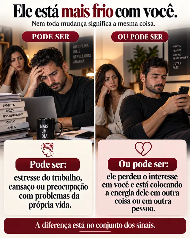 Contraste sobre: Ele está mais frio com você